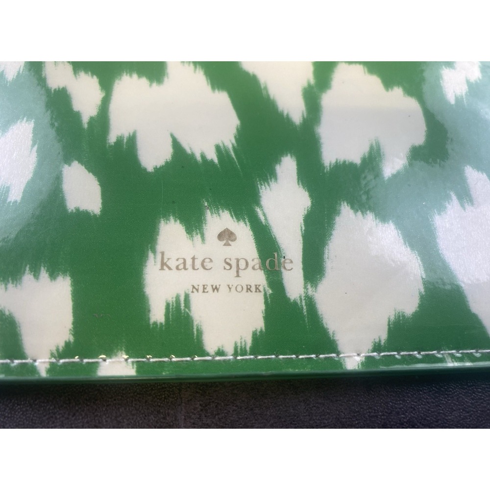 Kate Spade Green & White Painterly Cheetah Pencil Pouch/Makeup‎ bag - Picture 2 of 8